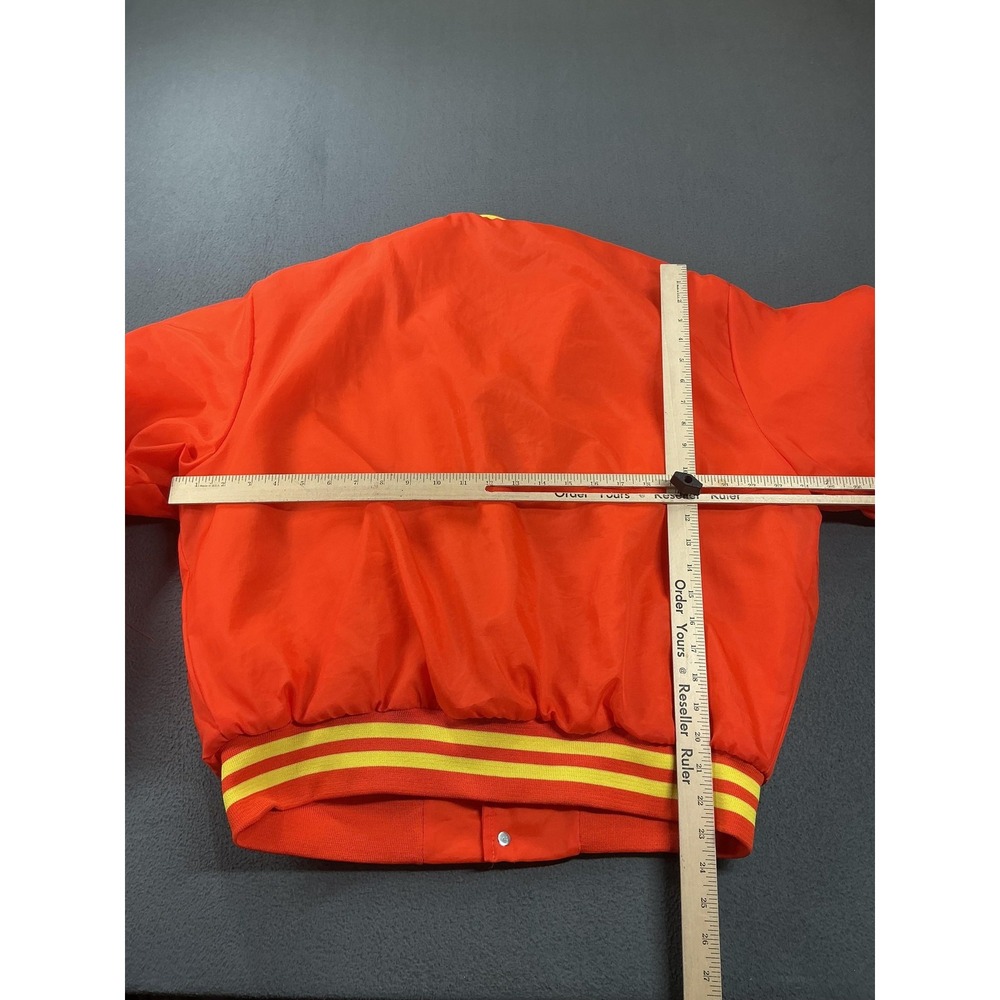 Vintage Swingster Jacket Mens XL Orange Varsity Sherpa Lined Snap Front 80s - Picture 8 of 11